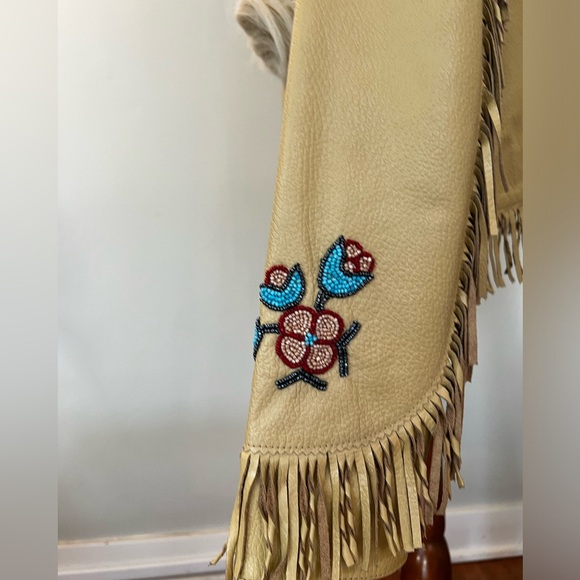 Double D Ranch leather jacket. Beadwork & fringe. Western style couture. - Picture 6 of 13